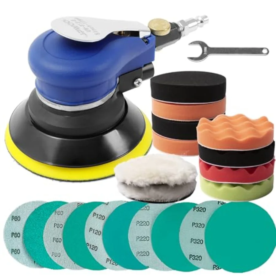 Air Random Orbital Sander for Auto Body Work, Pneumatic Palm Sander 10 Polishg Sponge and Wool Pads, 10 Sandpapers
Air Random Orbital Sander for Auto Body Work, Pneumatic Palm Sander 10 Polishg Sponge and Wool Pads, 10 Sandpapers