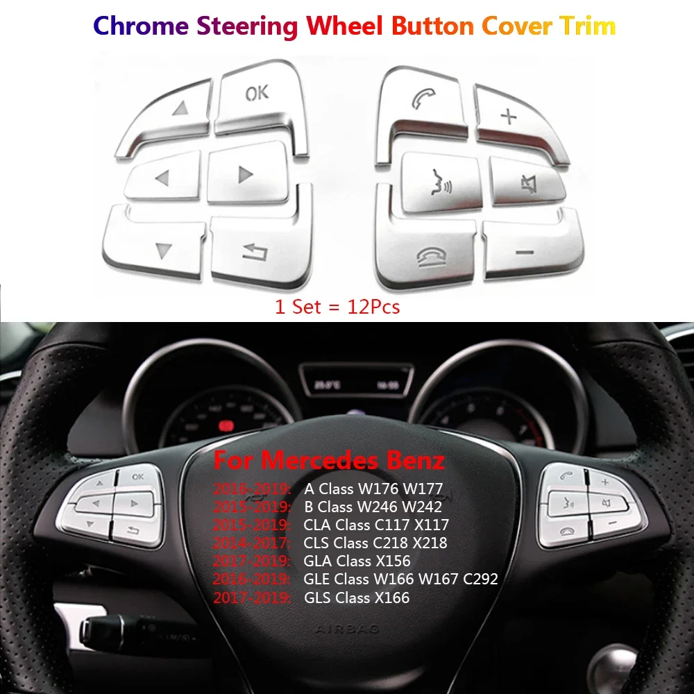 12 x Car Interior Steering Wheel Switch Button Cover Trim Stickers For Mercedes Benz W176 W177 W246 W166 C117 X218 X156 X166 CLA
12 x Car Interior Steering Wheel Switch Button Cover Trim Stickers For Mercedes Benz W176 W177 W246 W166 C117 X218 X156 X166 CLA