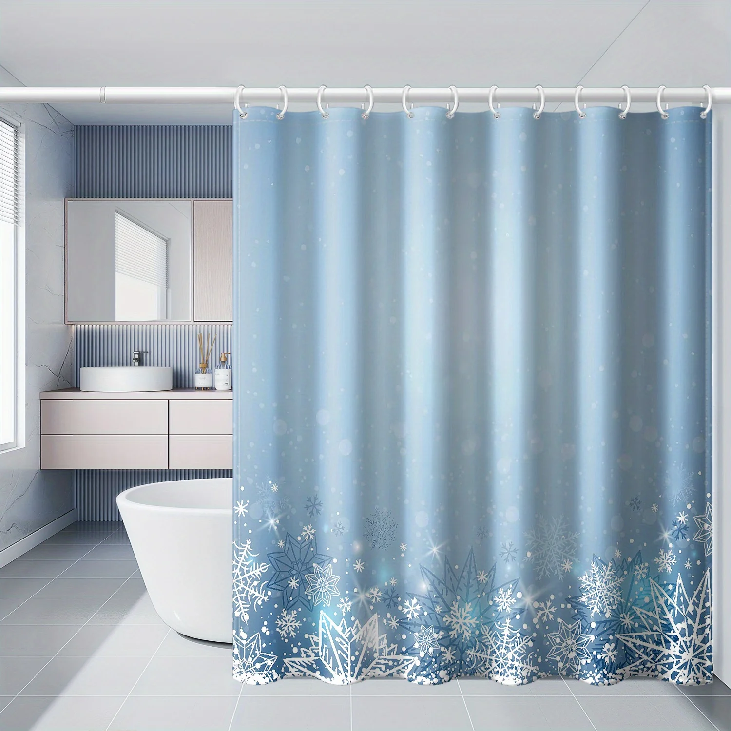 Winter Snowflake Shower Curtain Waterproof Fabric Bathroom Curtains Blue Ice Crystal Bath Screen Divider Home Decor With Hooks
Winter Snowflake Shower Curtain Waterproof Fabric Bathroom Curtains Blue Ice Crystal Bath Screen Divider Home Decor With Hooks