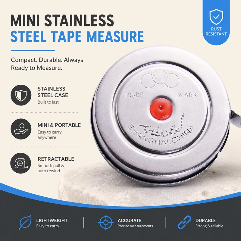 Compact Metric Tape Measure Stainless Shell Pocket Ruler for Engineer Workshop Surveying Drafting School Office Supplies
Compact Metric Tape Measure Stainless Shell Pocket Ruler for Engineer Workshop Surveying Drafting School Office Supplies