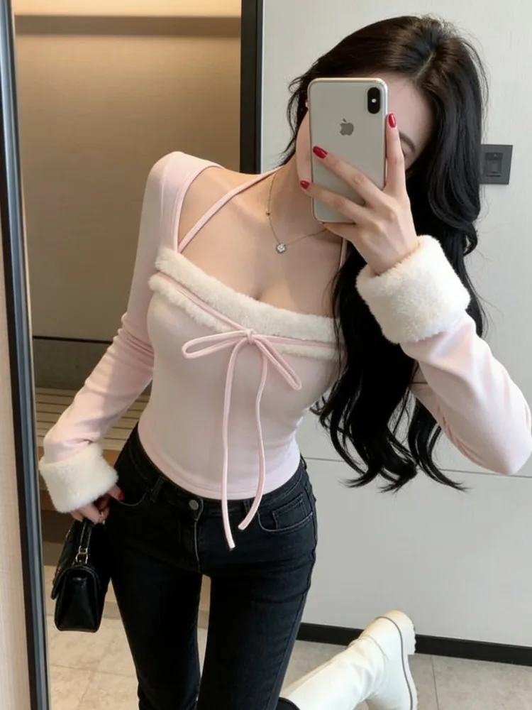 Sweet Girl Pink Square Collar Hanging Neck Knot Belted Base Shirt Slimming Breathable Knitted Top City Walk Spring ...
Sweet Girl Pink Square Collar Hanging Neck Knot Belted Base Shirt Slimming Breathable Knitted Top City Walk Spring ...
