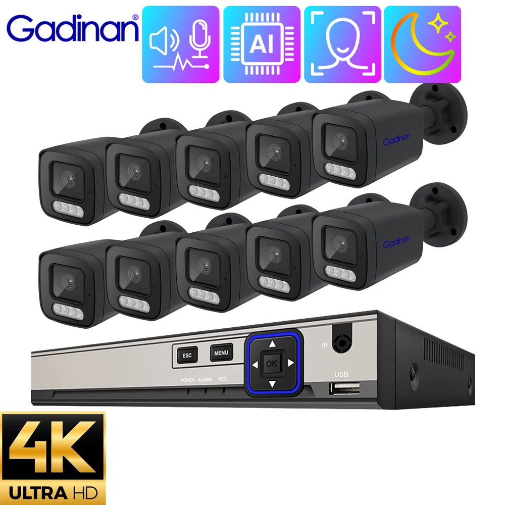 Gadinan Outdoor Color Night Vision 4K Security Camera System 8MP Two Way Audio CCTV Camera H.265+ POE NVR Video Surveillance Set
Gadinan Outdoor Color Night Vision 4K Security Camera System 8MP Two Way Audio CCTV Camera H.265+ POE NVR Video Surveillance Set
