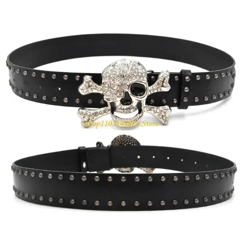 N5KE Metal Skull Head Belt With Sparkling Rhinestones Durability PU Leather Western
N5KE Metal Skull Head Belt With Sparkling Rhinestones Durability PU Leather Western