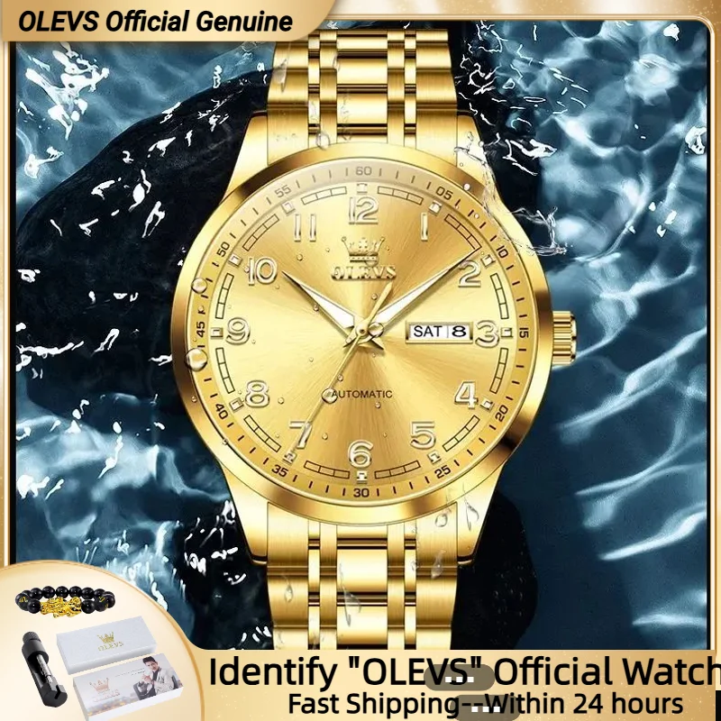 OLEVS 7077 Gold Stainless steel Men Watch Solid Strap High Quality Calendar Deep Waterproof Men Automatic Mechanical Watches
OLEVS 7077 Gold Stainless steel Men Watch Solid Strap High Quality Calendar Deep Waterproof Men Automatic Mechanical Watches