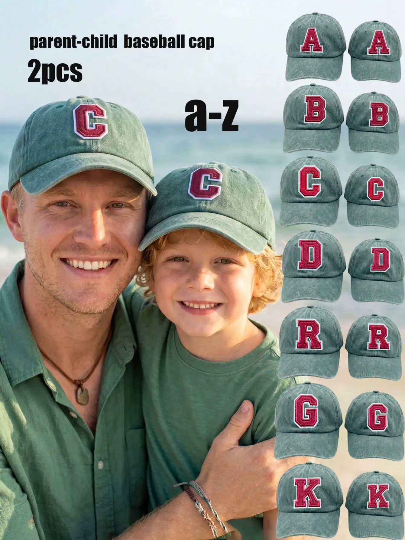 2Pcs Parent-child Baseball Cap Matte Washed A-Z 26 Letters Cartoon Lightweight Sun Hat For Spring Summer Outdoor Daily Wear
2Pcs Parent-child Baseball Cap Matte Washed A-Z 26 Letters Cartoon Lightweight Sun Hat For Spring Summer Outdoor Daily Wear
