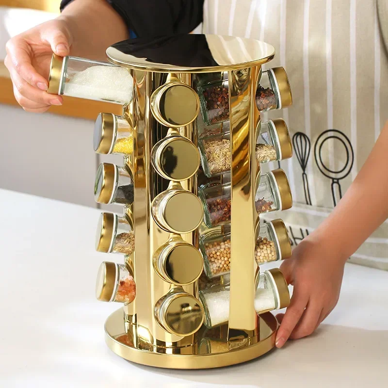 New Gold Style Wholesale 430 Stainless Steel Rotary Seasoning Bottle Round Head Glass Jar Jars for Spices Kitchen Condimenters
New Gold Style Wholesale 430 Stainless Steel Rotary Seasoning Bottle Round Head Glass Jar Jars for Spices Kitchen Condimenters