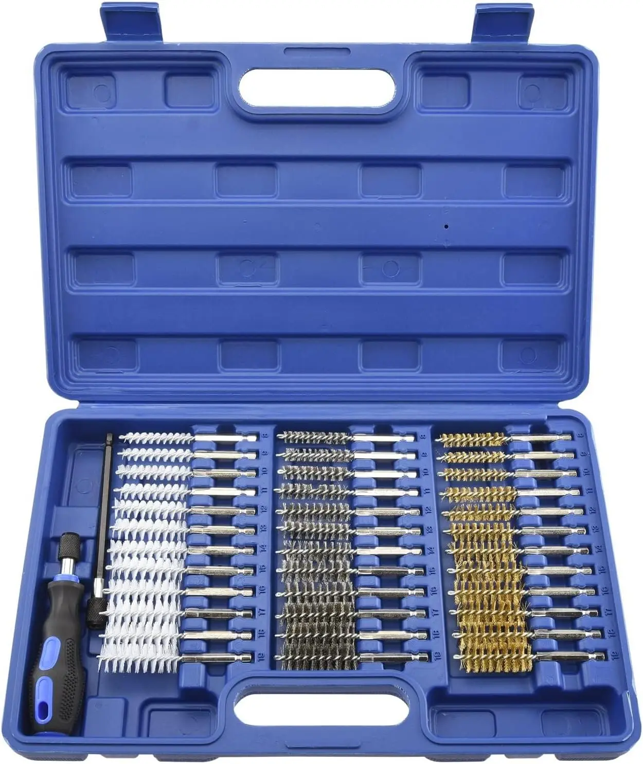 38-Piece Wire Brush Drill Attachments Set, 1/4-Inch Hex Shank, SAE & MM, for Rust & Corrosion Cleaning
38-Piece Wire Brush Drill Attachments Set, 1/4-Inch Hex Shank, SAE & MM, for Rust & Corrosion Cleaning