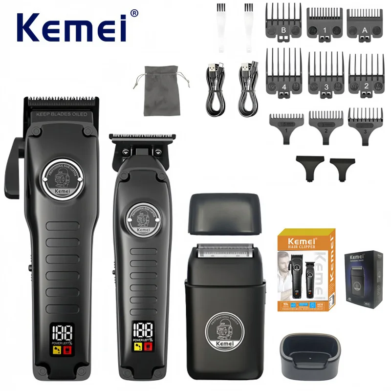 Kemei KM-1827 KM-H73 Professional Electric Hair Clipper Shaver Set,USB Rechargeable,Alloy Body,Men's Grooming Trimmer Care Kit
Kemei KM-1827 KM-H73 Professional Electric Hair Clipper Shaver Set,USB Rechargeable,Alloy Body,Men's Grooming Trimmer Care Kit