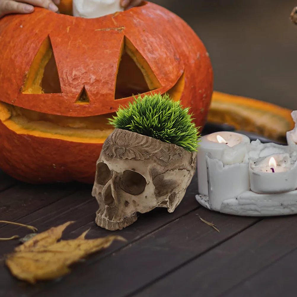 Skull Flower Pot Creative Resin Planter Halloween Decoration Succulent Vase Shape Skull Sculpture Lightweight Durable Garden
Skull Flower Pot Creative Resin Planter Halloween Decoration Succulent Vase Shape Skull Sculpture Lightweight Durable Garden