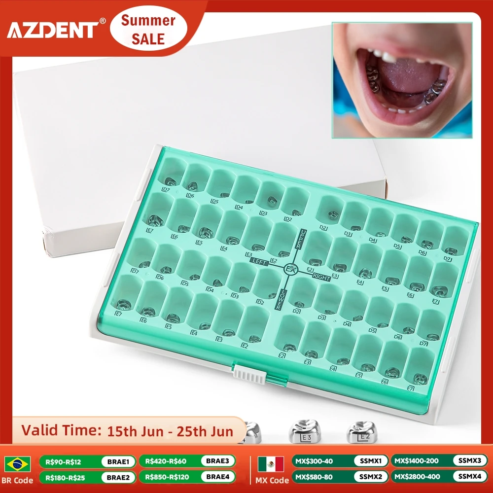 48PCS AZDENT Dental Primary Molar Crown Teeth Preformed Stainless Steel Temporary Crowns Kit for Kids Pediatric Dentistry Tools
48PCS AZDENT Dental Primary Molar Crown Teeth Preformed Stainless Steel Temporary Crowns Kit for Kids Pediatric Dentistry Tools