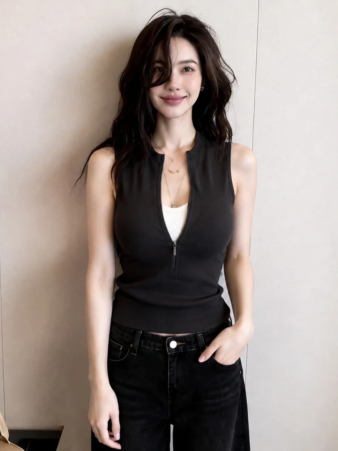Slim Fit Knitted Vest Half Zip Design Sleeveless Summer Sexy Style Women's Fashion Commute Style Regular Length Outerwear
Slim Fit Knitted Vest Half Zip Design Sleeveless Summer Sexy Style Women's Fashion Commute Style Regular Length Outerwear