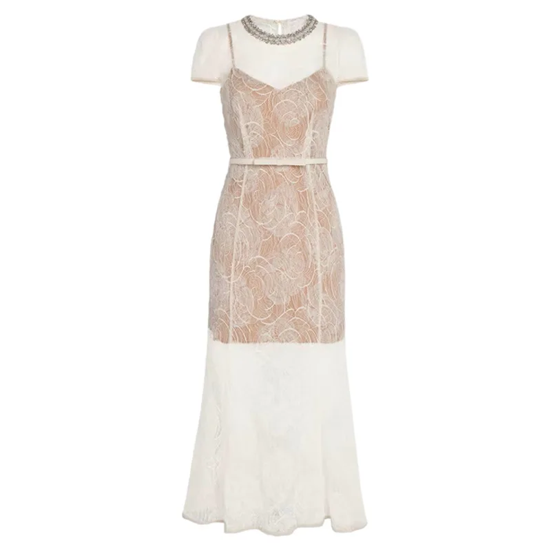 Top Quality New Lace Long Dress 2025 Summer Evening Party Women Hand Made Beading Short Sleeve Bodycon Sexy Mermaid Dress Events
Top Quality New Lace Long Dress 2025 Summer Evening Party Women Hand Made Beading Short Sleeve Bodycon Sexy Mermaid Dress Events