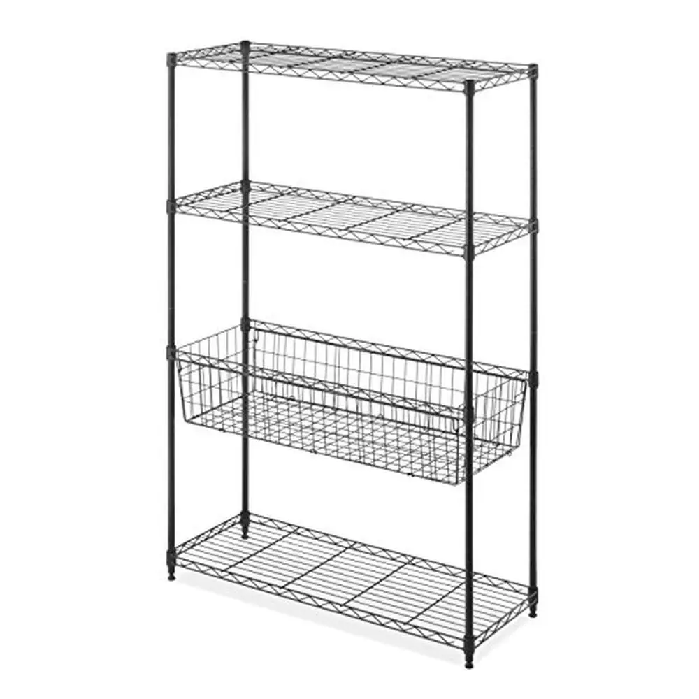 Metal 4-Tier Shelving Unit Organizer with Adjustable Basket Easy Assembly Home Garage Kitchen Pantry 14x36x54 Inch Heavy Duty
Metal 4-Tier Shelving Unit Organizer with Adjustable Basket Easy Assembly Home Garage Kitchen Pantry 14x36x54 Inch Heavy Duty