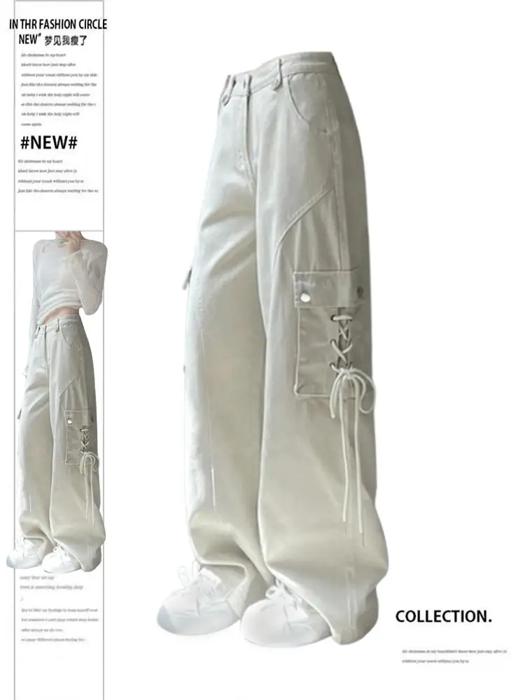 Summer Women American Vintage Fashion Loose Casual Cargo Jean Denim Pants 2000s Aesthetic Baggy Long Trousers Y2k Streetwear New
Summer Women American Vintage Fashion Loose Casual Cargo Jean Denim Pants 2000s Aesthetic Baggy Long Trousers Y2k Streetwear New