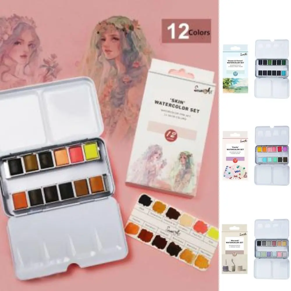Metal 12 Color Solid Watercolor Set Candy Color Ocean Color Watercolor Paint Set Portable Convenient to Use
Metal 12 Color Solid Watercolor Set Candy Color Ocean Color Watercolor Paint Set Portable Convenient to Use