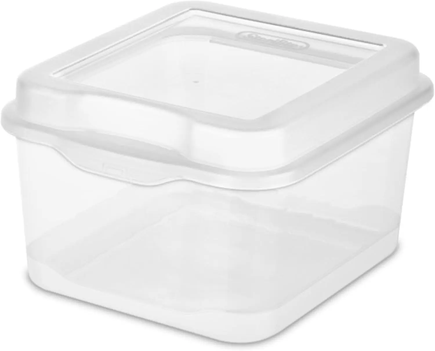 48-Pack Square Small FlipTop, Clear Plastic Storage Box with Hinged Lid - Stackable Multipurpose