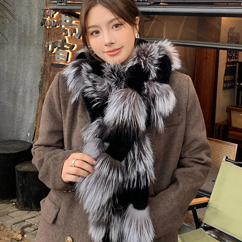 Autumn and Winter 100% Real Natural Fox Fur Collar and Women's Scarf Fashion Coat Sweater Scarf Thick Long rabbit fur Collar
Autumn and Winter 100% Real Natural Fox Fur Collar and Women's Scarf Fashion Coat Sweater Scarf Thick Long rabbit fur Collar