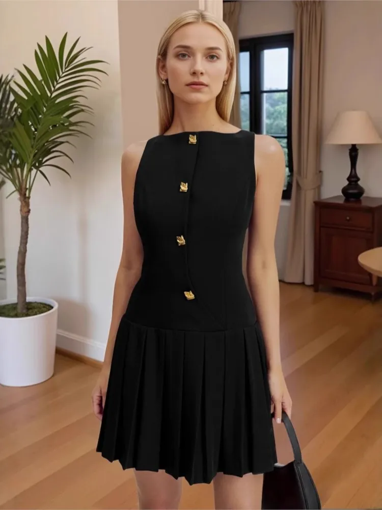 2026 Temperament Dress Dresses Woman Vestidos French Elegant Solid Color Sleeveless Pleated Simple Style Metal Sheets All-match
2026 Temperament Dress Dresses Woman Vestidos French Elegant Solid Color Sleeveless Pleated Simple Style Metal Sheets All-match