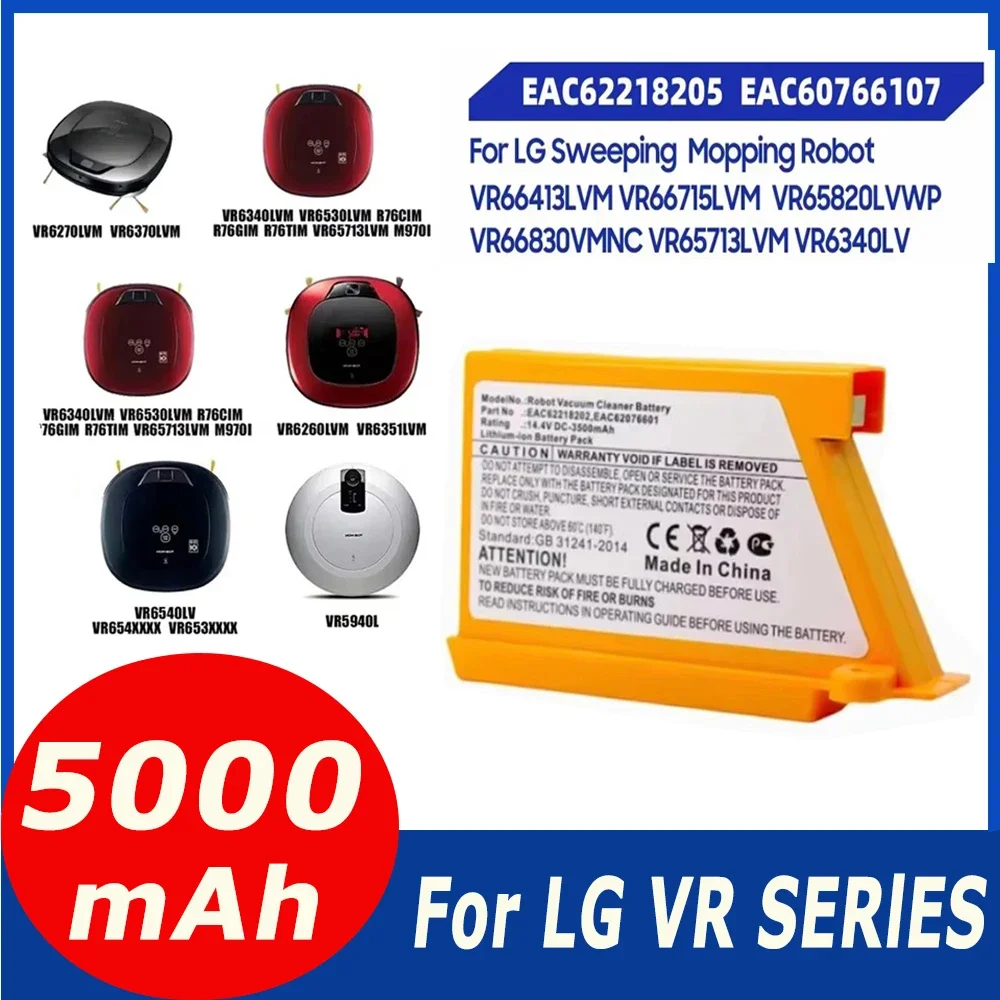 4000mAh EAC62218205 For LG Sweeping Mopping Robot Battery VR6260LVM VR6540LV R76CIM VR5940L VR6540VL EAC60766107 Vacuum Cleaner
4000mAh EAC62218205 For LG Sweeping Mopping Robot Battery VR6260LVM VR6540LV R76CIM VR5940L VR6540VL EAC60766107 Vacuum Cleaner