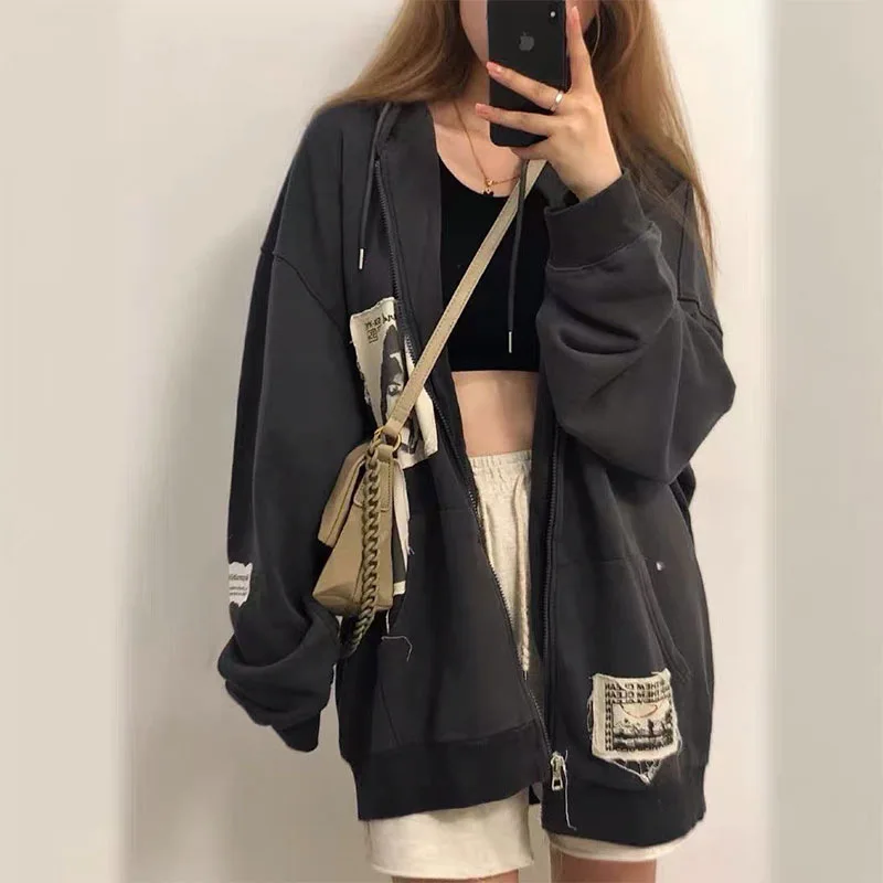 American Retro Oversized Jacket Women's Spring Autumn Thin Loose Lazy Style Hoodie Couple Sweatshirt Trendy Polyester Fiber
American Retro Oversized Jacket Women's Spring Autumn Thin Loose Lazy Style Hoodie Couple Sweatshirt Trendy Polyester Fiber