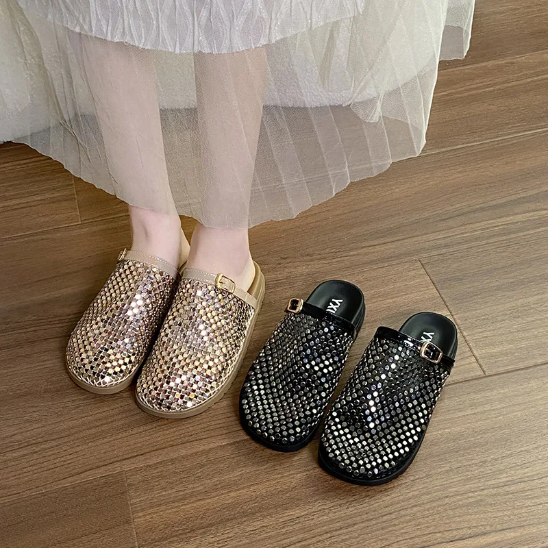 Fashion Womens Shoes Exquisite Bling Muller Slippers for Woman Comfortable Vacation Casual Shoes Designer Shoes Zapatos De Mujer
Fashion Womens Shoes Exquisite Bling Muller Slippers for Woman Comfortable Vacation Casual Shoes Designer Shoes Zapatos De Mujer