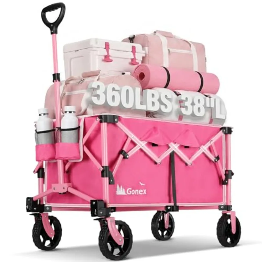 Garden and grocery shopping wagon cart: collapsible foldable 220L utility cart with 360lbs capacity 38''L pink design detachabl
Garden and grocery shopping wagon cart: collapsible foldable 220L utility cart with 360lbs capacity 38''L pink design detachabl