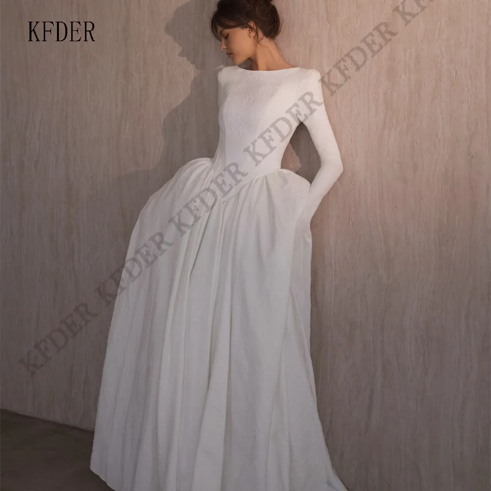 Modern Long Satin Lace A Line Wedding Dresses Long Sleevels Bridal Bride Gowns Formal Party Bride Princess Dress
Modern Long Satin Lace A Line Wedding Dresses Long Sleevels Bridal Bride Gowns Formal Party Bride Princess Dress
