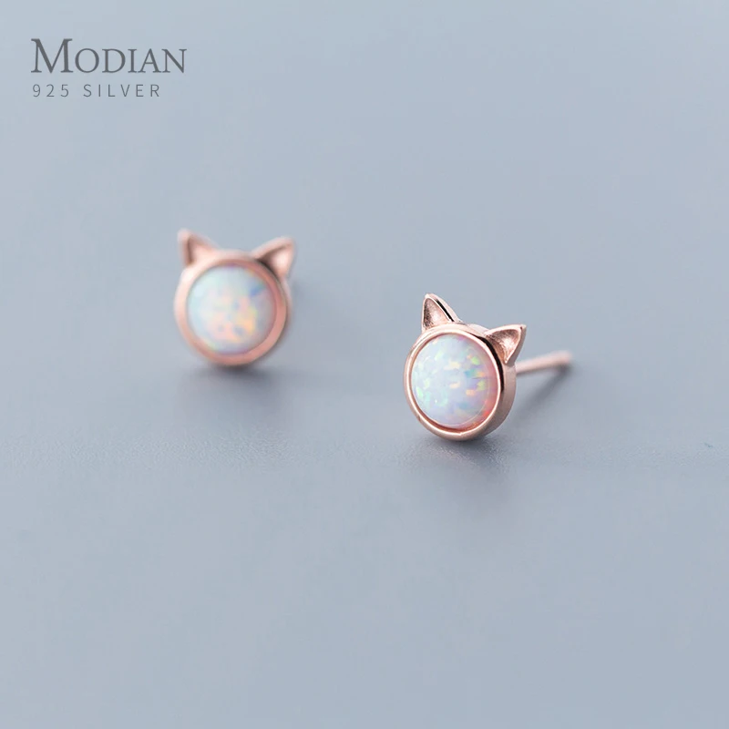 MODIAN Cute Cat Ear Studs 925 Sterling Silver Delicate Opal Small Stud Earrings For Women Fine Jewelry Accessories
MODIAN Cute Cat Ear Studs 925 Sterling Silver Delicate Opal Small Stud Earrings For Women Fine Jewelry Accessories