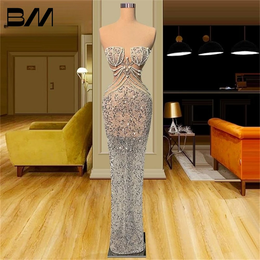 Sequins Beaded Women Celebrity Evening Gowns Pearl Customized Party Dresses Strapless Mermaid Sexy Prom Dress Robe
Sequins Beaded Women Celebrity Evening Gowns Pearl Customized Party Dresses Strapless Mermaid Sexy Prom Dress Robe