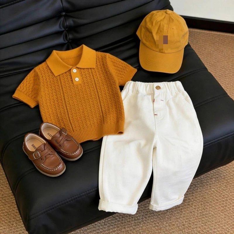 2026 Summer New Children's Handsome Retro Simple Hollow Breathable Knitted Polo Shirt and Pants Two-piece Set
2026 Summer New Children's Handsome Retro Simple Hollow Breathable Knitted Polo Shirt and Pants Two-piece Set