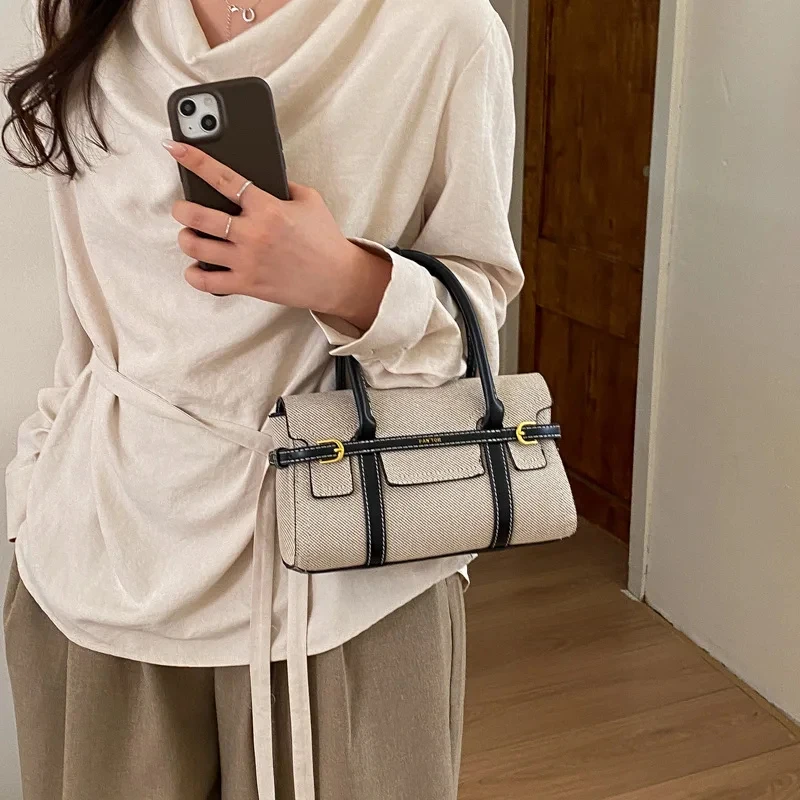 Retro Canvas & Leather Handbag for Women, Vintage Color Block Tote Bag with Detachable Shoulder Strap, Elegant Crossbody Purse
Retro Canvas & Leather Handbag for Women, Vintage Color Block Tote Bag with Detachable Shoulder Strap, Elegant Crossbody Purse