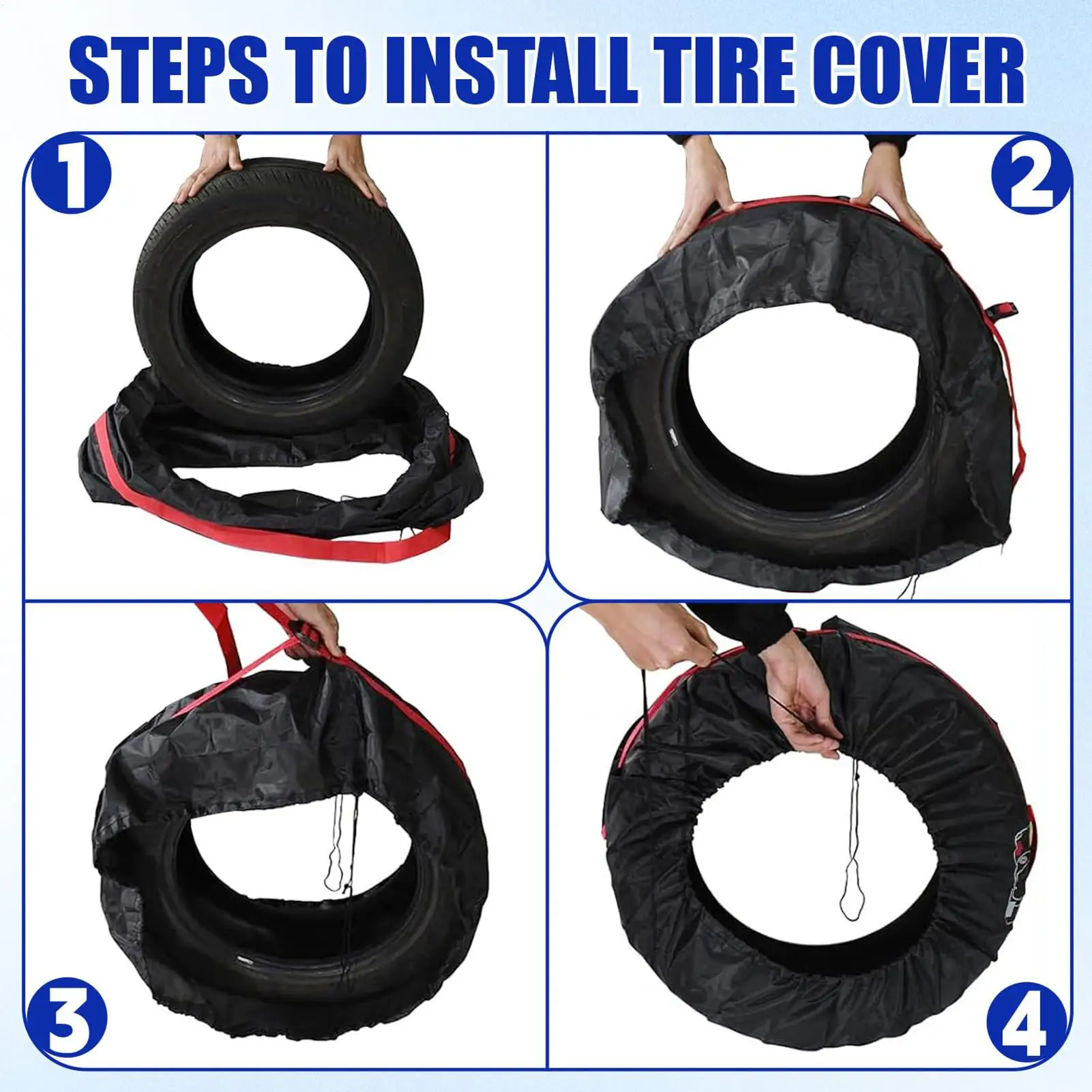 RV Tire Cover 4 Pieces Spare Wheel Protector With Handle Heavy Duty Tire Cover For Camping Overlanding Garage Road Trip Offroad
RV Tire Cover 4 Pieces Spare Wheel Protector With Handle Heavy Duty Tire Cover For Camping Overlanding Garage Road Trip Offroad