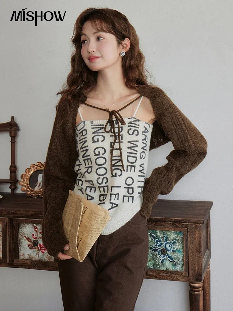 MISHOW Thin Knitted Coat Strap Set for Women 2023 Autumn Korean Square Collar Letter Vest Lace-up Coats Two Piece Set MXC41T0135
MISHOW Thin Knitted Coat Strap Set for Women 2023 Autumn Korean Square Collar Letter Vest Lace-up Coats Two Piece Set MXC41T0135