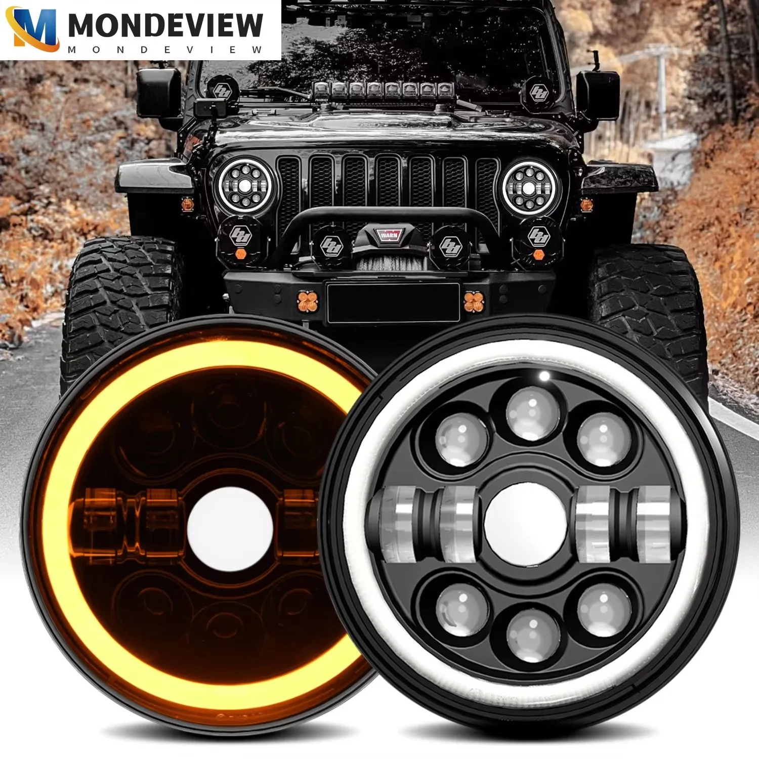 MONDEVIEW H4 DRL 7-дюймовый Wrangler R7 Ангельский глаз указатель поворота 280 Вт Высокая мощность 28000LM Высокая яркость 6000K Белый автомобильный фонарь дальнего света
MONDEVIEW H4 DRL 7-дюймовый Wrangler R7 Ангельский глаз указатель поворота 280 Вт Высокая мощность 28000LM Высокая яркость 6000K Белый автомобильный фонарь дальнего света