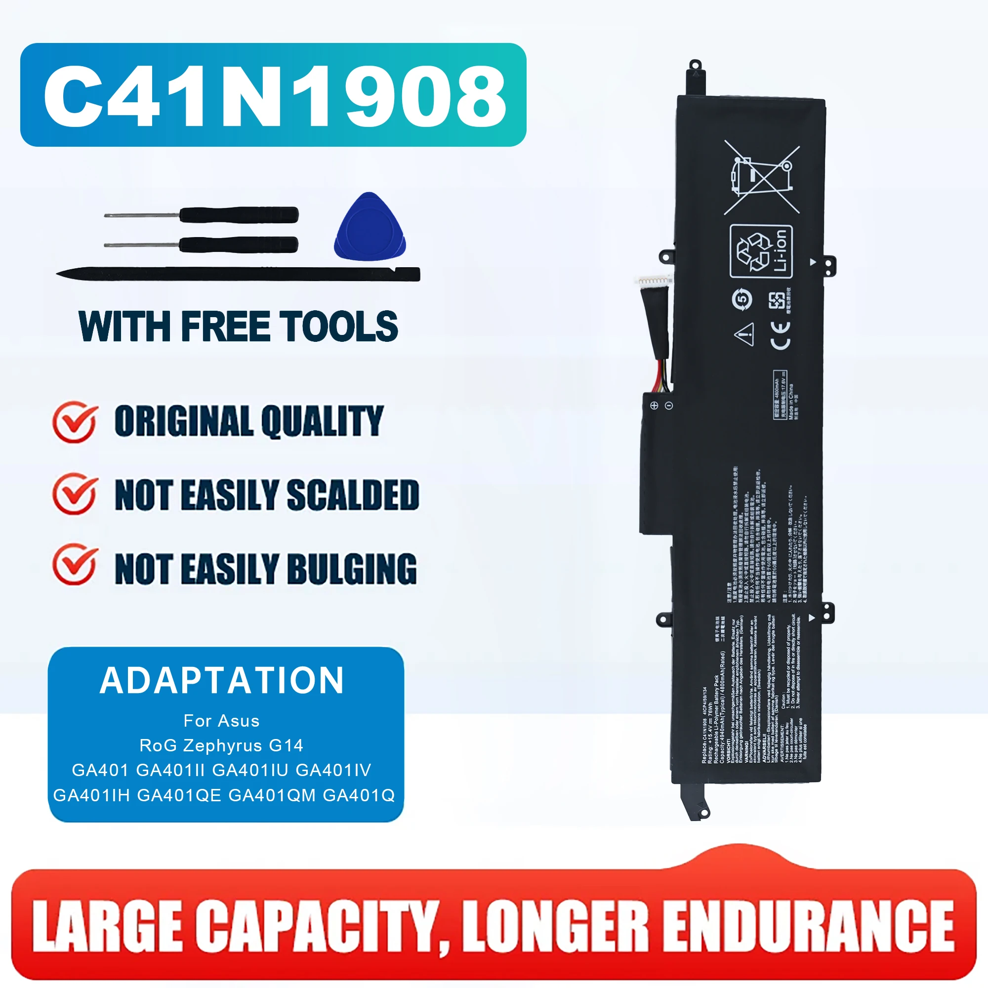 Аккумулятор C41N1908 0B200-03610000 для Asus RoG Zephyrus G14 GA401 GA401II GA401IU GA401IV GA401IH GA401QE GA401QM GA401Q
Аккумулятор C41N1908 0B200-03610000 для Asus RoG Zephyrus G14 GA401 GA401II GA401IU GA401IV GA401IH GA401QE GA401QM GA401Q