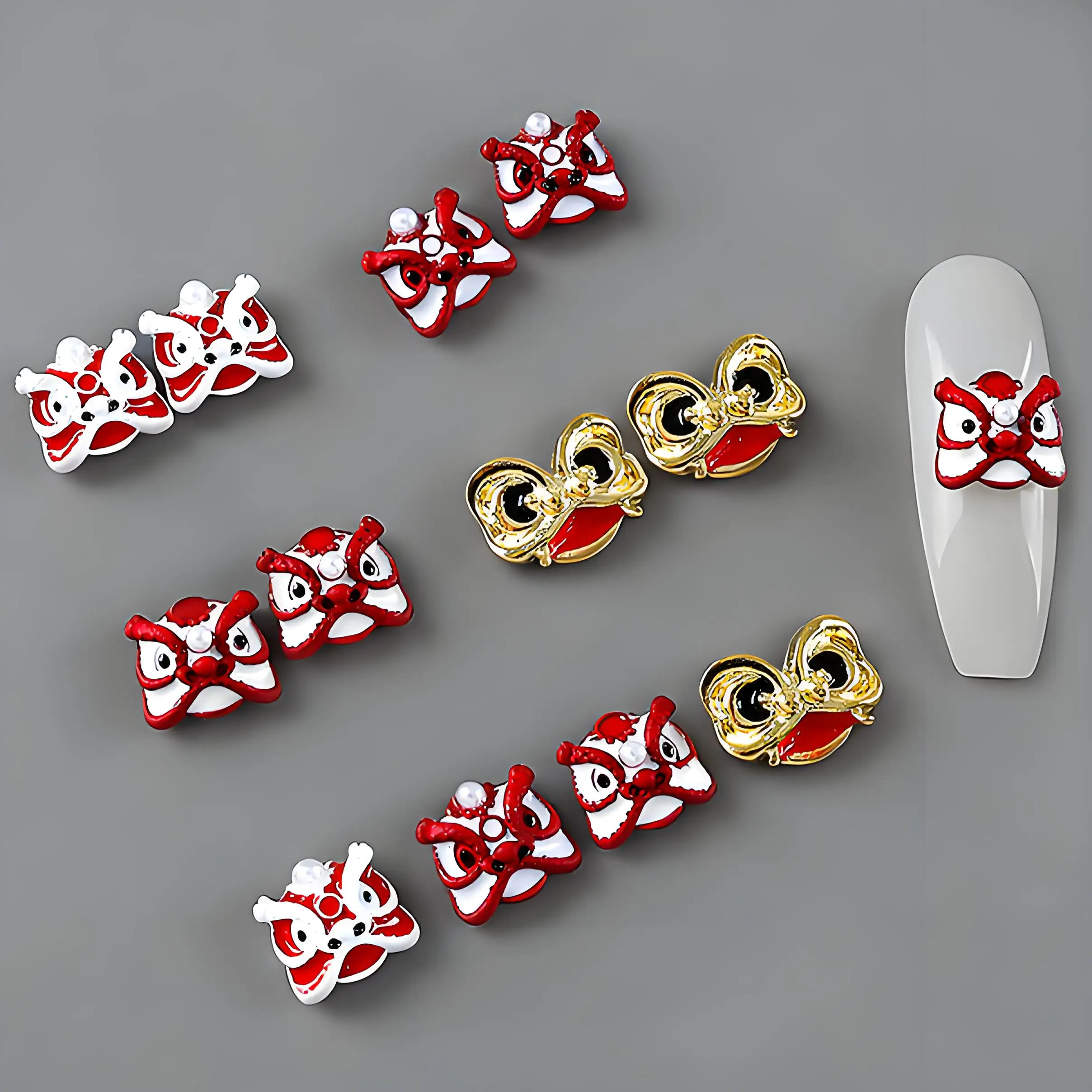 5PCS Chinese Lion Dance Nail Art Charms Accessories Parts For Lunar New Year Manicure Decor Nails Decoration Supplies Material
5PCS Chinese Lion Dance Nail Art Charms Accessories Parts For Lunar New Year Manicure Decor Nails Decoration Supplies Material