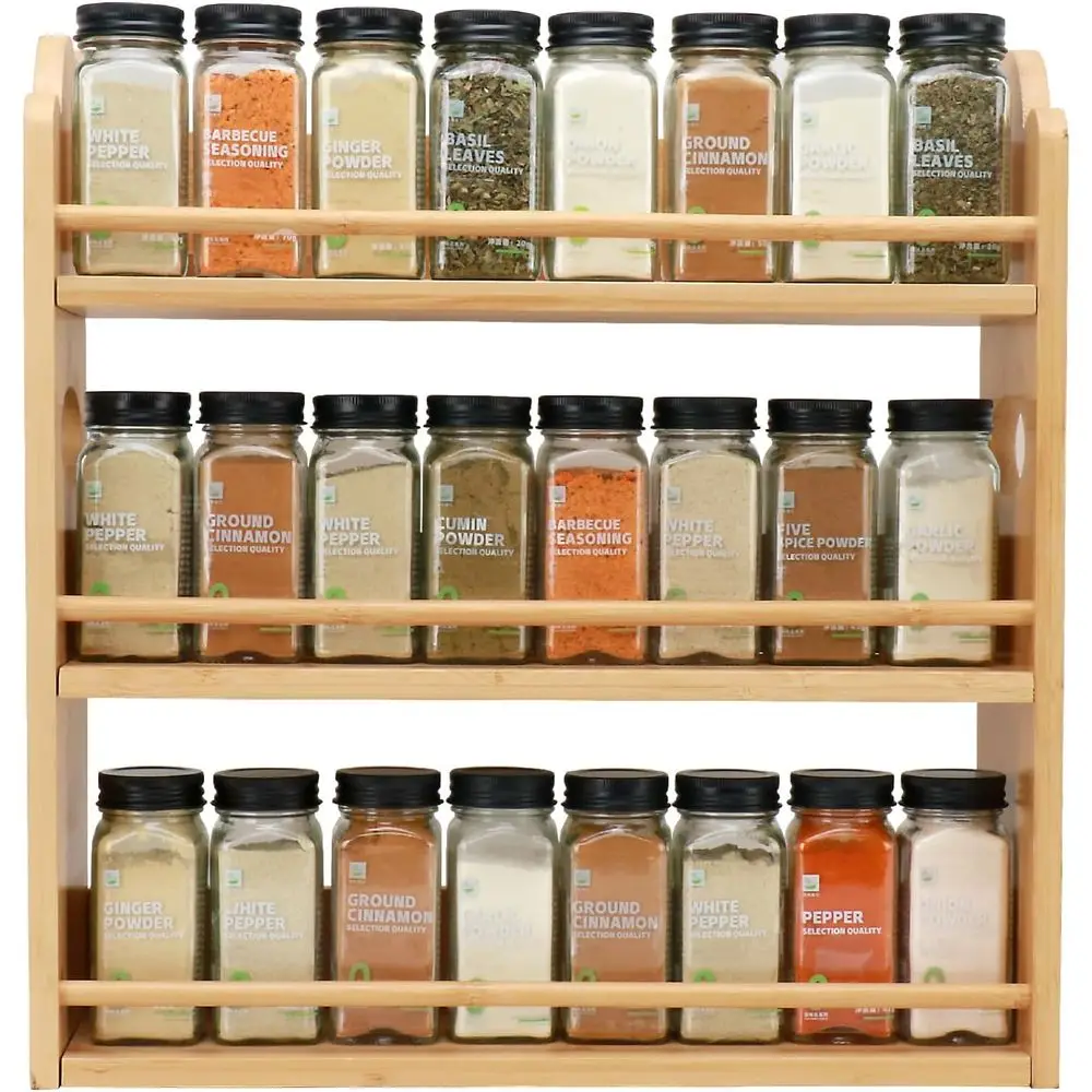 3 Tier Bamboo Spice Rack Organizer, Seasoning Jars Rack Shel Spice Organizer, Kitchen Counter or Wall Mounting, Spice Storage Ho
3 Tier Bamboo Spice Rack Organizer, Seasoning Jars Rack Shel Spice Organizer, Kitchen Counter or Wall Mounting, Spice Storage Ho