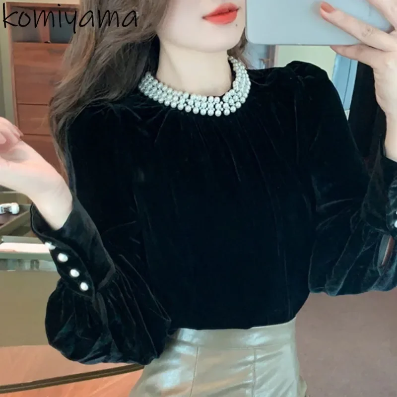 Воротник-стойка с бусинами Blusas Mujer, женские рубашки и блузки 2025 года, Camisas с длинными рукавами, новая весенняя женская одежда, бархатная одежда
Воротник-стойка с бусинами Blusas Mujer, женские рубашки и блузки 2025 года, Camisas с длинными рукавами, новая весенняя женская одежда, бархатная одежда