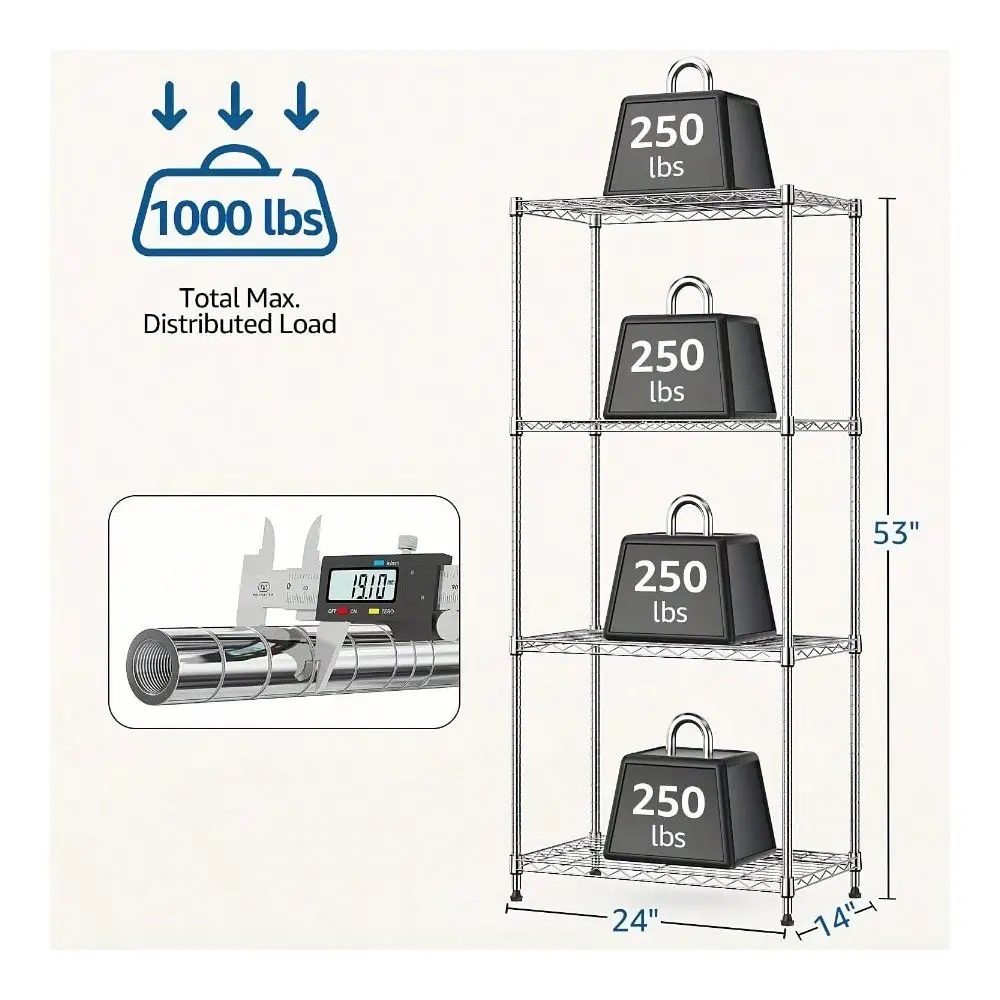 MZG 4 Tier Shelf Heavy Duty Storage Wire Shelving Kitchen Garage Rack Shelves
MZG 4 Tier Shelf Heavy Duty Storage Wire Shelving Kitchen Garage Rack Shelves