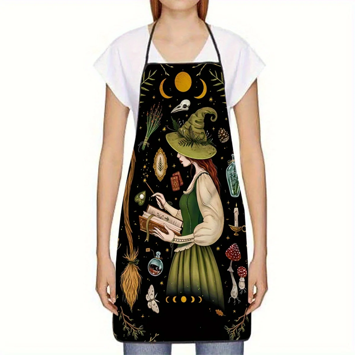 1-Piece Witch Spellbook Print Apron, Stain-Resistant & Easy To Clean, Kitchen Cooking Cover-Up
1-Piece Witch Spellbook Print Apron, Stain-Resistant & Easy To Clean, Kitchen Cooking Cover-Up
