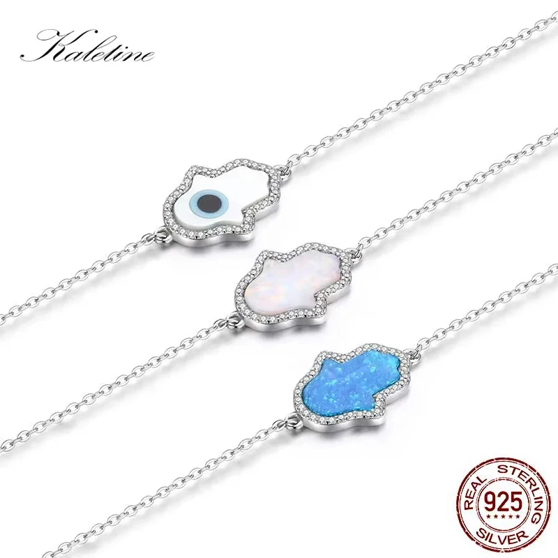 KALETINE Fashion Opal Blue White Bracelets For Women Hamsa Hand of Fatima Genuine 925 Sterling Silver Bracelet KLTB006
KALETINE Fashion Opal Blue White Bracelets For Women Hamsa Hand of Fatima Genuine 925 Sterling Silver Bracelet KLTB006