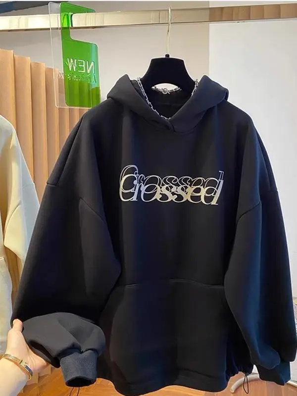 American High Street Trendy Letter Print Hoodie Women's Winter Thickened Fleece Lined Oversize Velvet Top Street Style
American High Street Trendy Letter Print Hoodie Women's Winter Thickened Fleece Lined Oversize Velvet Top Street Style