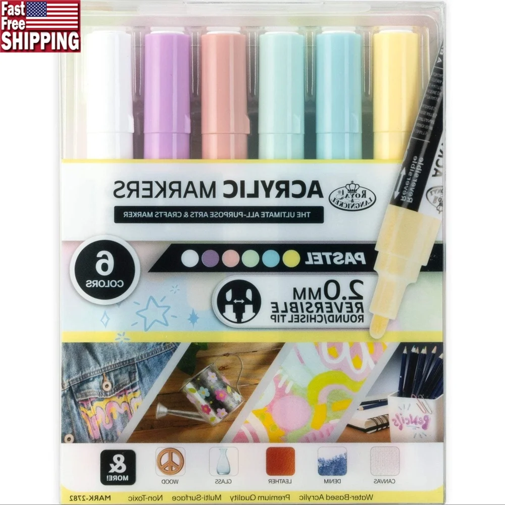 6 Piece Reversible Acrylic Art Markers Multi-Surface Non-Toxic Smooth Paint Markers Crafts Drawing Illustration and DIY Projects
6 Piece Reversible Acrylic Art Markers Multi-Surface Non-Toxic Smooth Paint Markers Crafts Drawing Illustration and DIY Projects