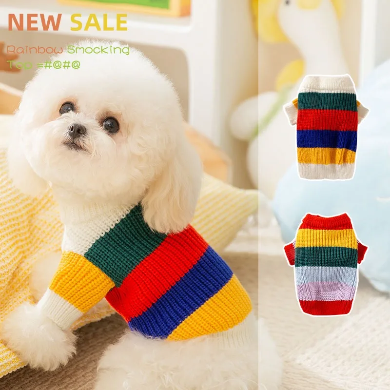 Fashion Pet Clothing Colourful Striped Dog Sweater Autumn and Winter Puppy Warm Two Legs Clothing Teddy Pullover Sweater
Fashion Pet Clothing Colourful Striped Dog Sweater Autumn and Winter Puppy Warm Two Legs Clothing Teddy Pullover Sweater