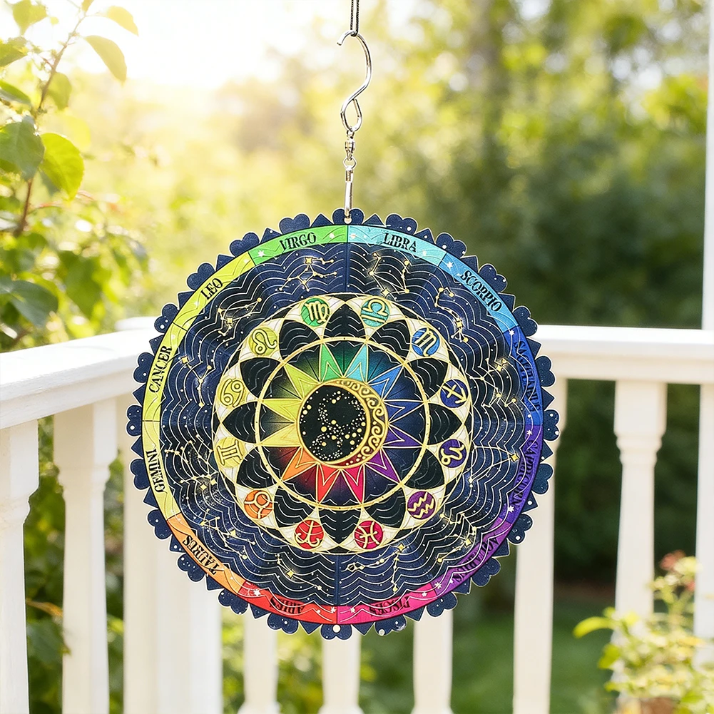 Creative Zodiac Patterned Stainless Steel Wind Chime Pendant 3D Openwork Rotating Metal Ornament Home Garden Decor Accessories
Creative Zodiac Patterned Stainless Steel Wind Chime Pendant 3D Openwork Rotating Metal Ornament Home Garden Decor Accessories