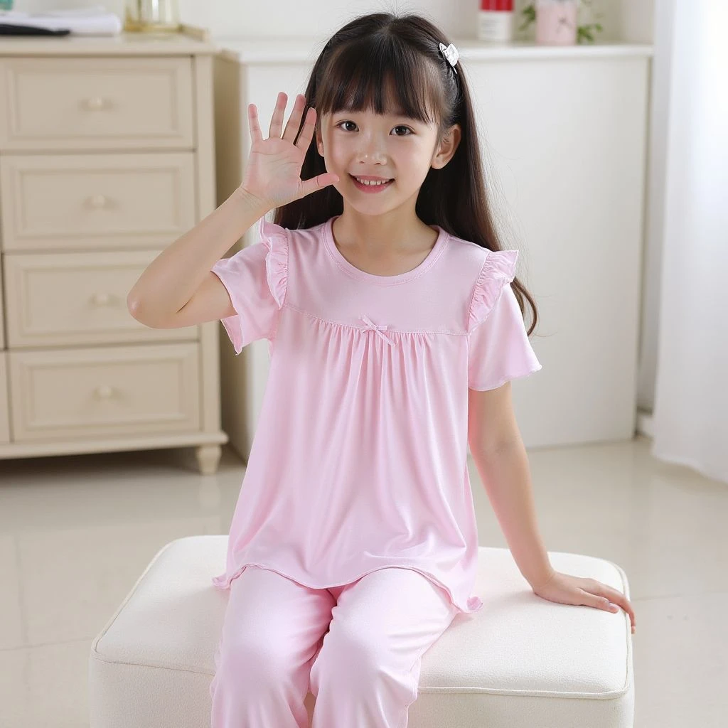 Girls Short-Sleeved Pajamas Homewear Set Modal Breathable Thin Section Air-Conditioning Clothing Lace Princess Wind Suit
Girls Short-Sleeved Pajamas Homewear Set Modal Breathable Thin Section Air-Conditioning Clothing Lace Princess Wind Suit