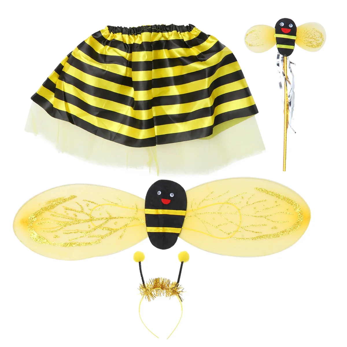 4pcs Bee Wings Fairy Wand Hair Hoop Skirt Girls Kids Halloween Costume Pretend Play Birthday Party Stage Performance
4pcs Bee Wings Fairy Wand Hair Hoop Skirt Girls Kids Halloween Costume Pretend Play Birthday Party Stage Performance