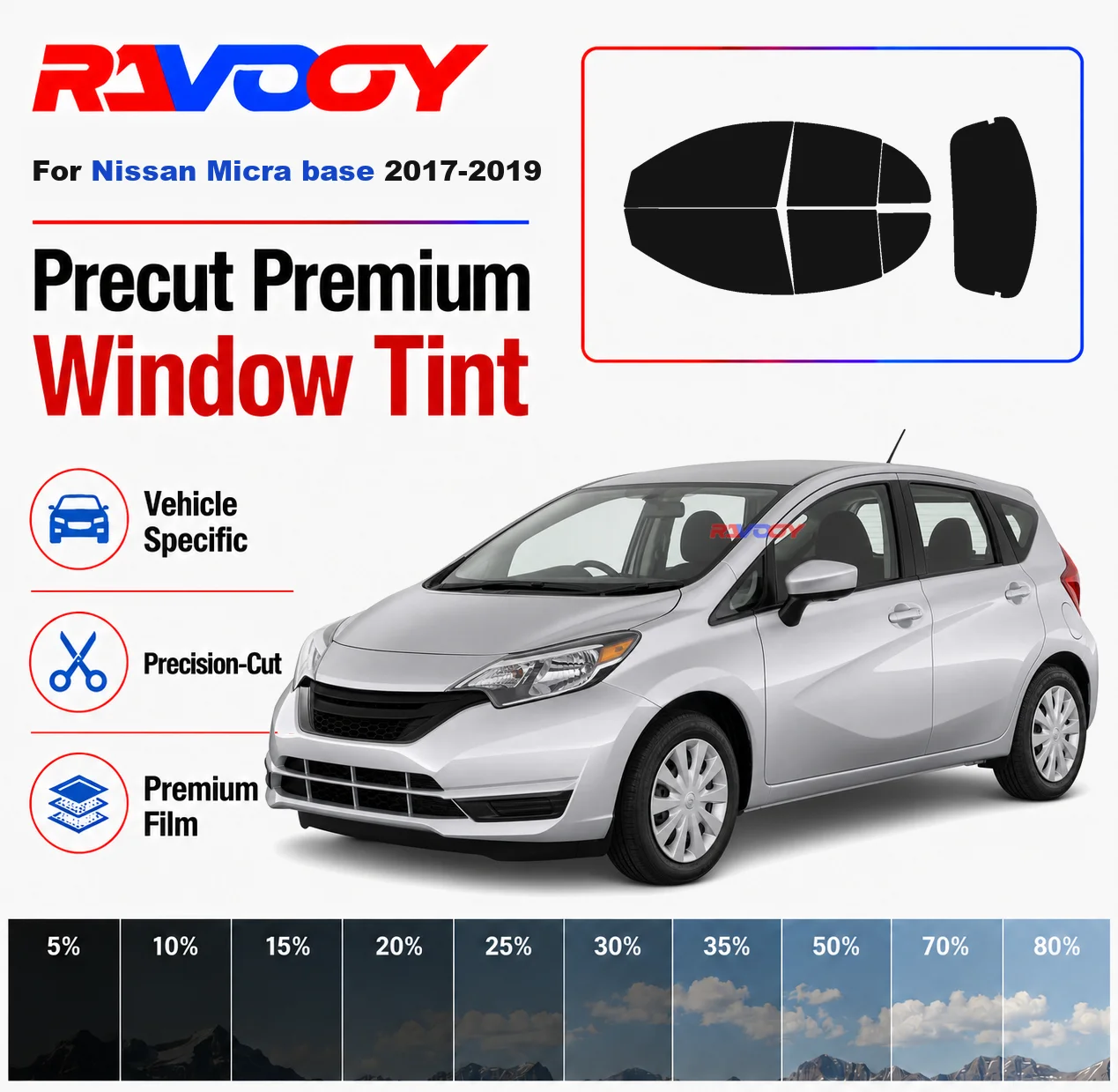 Premium Precut Window Tint Kit Front Rear Windows Rear Windshield For Nissan Micra base 2017-2019 Complete Set Nano Ceramic Film
Premium Precut Window Tint Kit Front Rear Windows Rear Windshield For Nissan Micra base 2017-2019 Complete Set Nano Ceramic Film