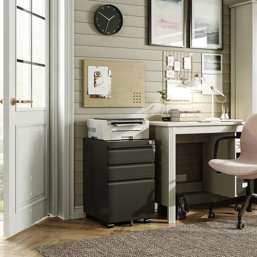 3 Drawer Mobile File Cabinet with Lock, Under Desk Metal Filing Cabinet for Home Office Legal Letter A4 File, Fully Assembled E
3 Drawer Mobile File Cabinet with Lock, Under Desk Metal Filing Cabinet for Home Office Legal Letter A4 File, Fully Assembled E