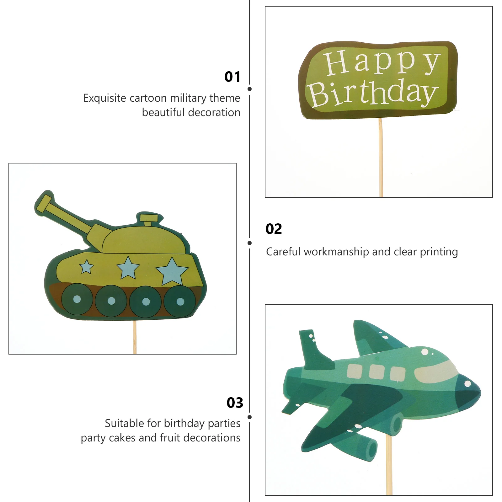 20pcs Tank Cake Toppers Kids Party Decorations PE Grade Stick Cartoon Cupcake Picks Safe Cake Decorations For Parties
20pcs Tank Cake Toppers Kids Party Decorations PE Grade Stick Cartoon Cupcake Picks Safe Cake Decorations For Parties